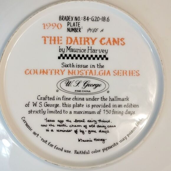 Maurice Harvey "The Dairy Cans" Collector Plate - Picture 3 of 5